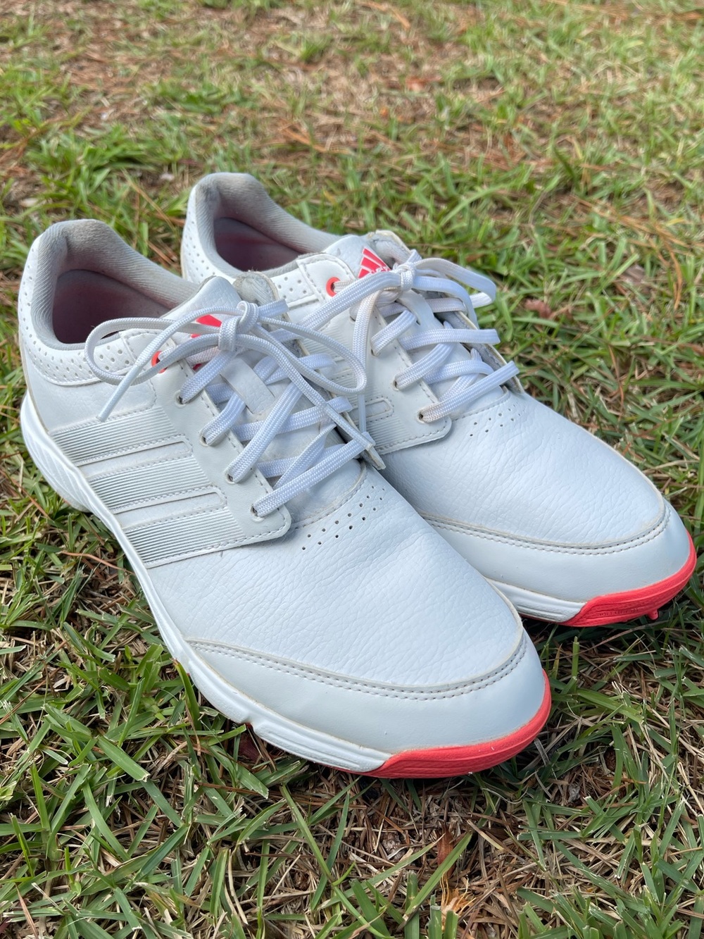 Adidas Women’s Golf Shoes Size 7.5 White Pink Spiked Traxion